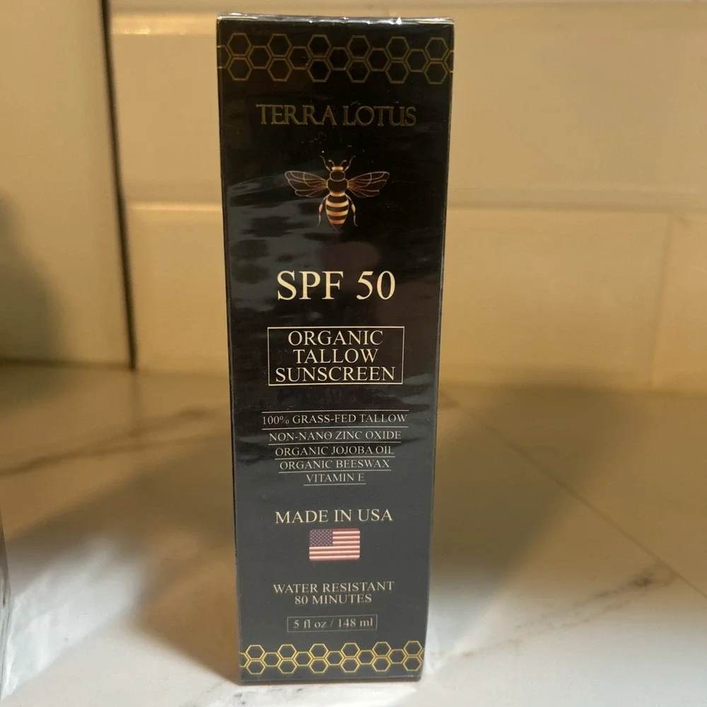 TERRA LOTUS Organic Tallow Sunscreen SPF 50~ 5.0oz/148ml~NWB